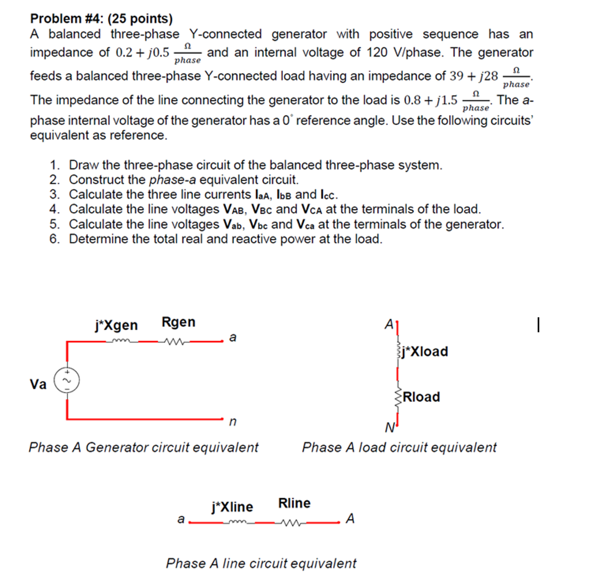 Solved A Balanced Three Phase Y Connected Generator With 5181