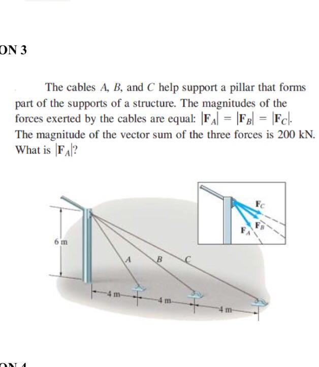 Solved The Cables A, B, And C Help Support A Pillar That | Chegg.com