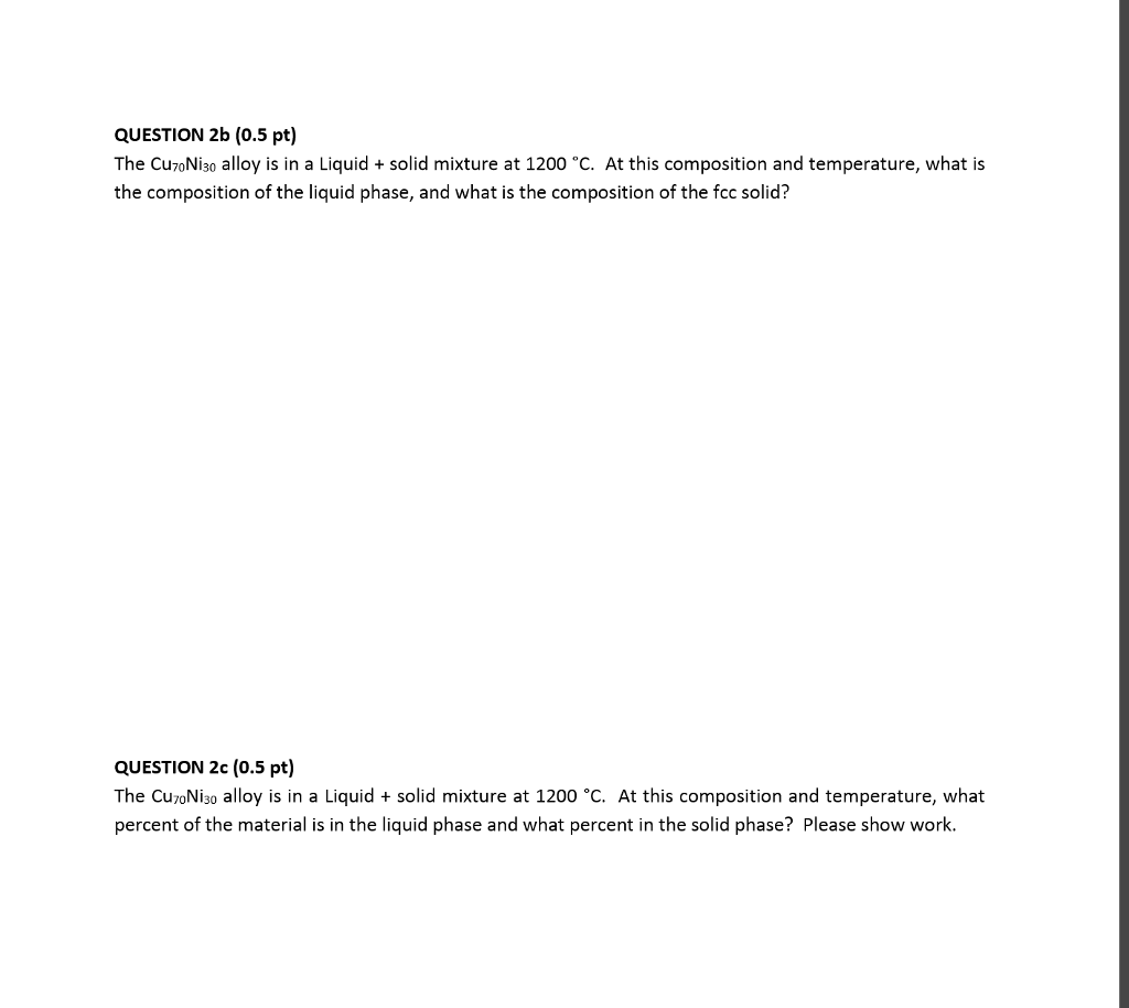 Solved Above is the Cu-Ni phase diagram like the one shown | Chegg.com