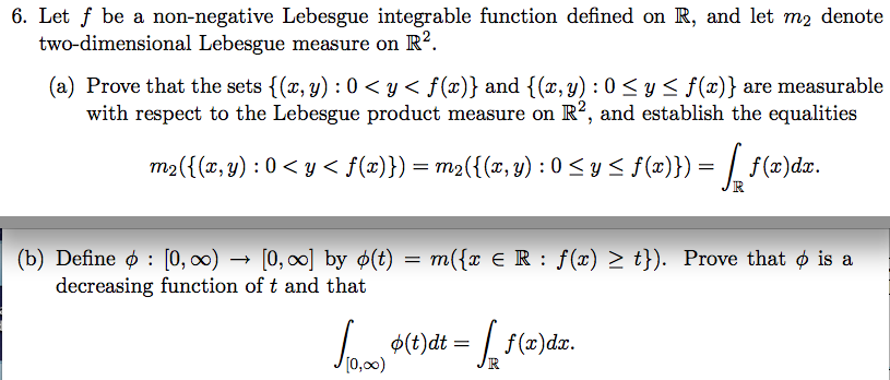 Let F Be A Non-negative Lebesgue Integrable Function | Chegg.com