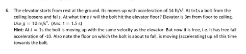 Solved The Elevator Starts From Rest At The Ground. Its 