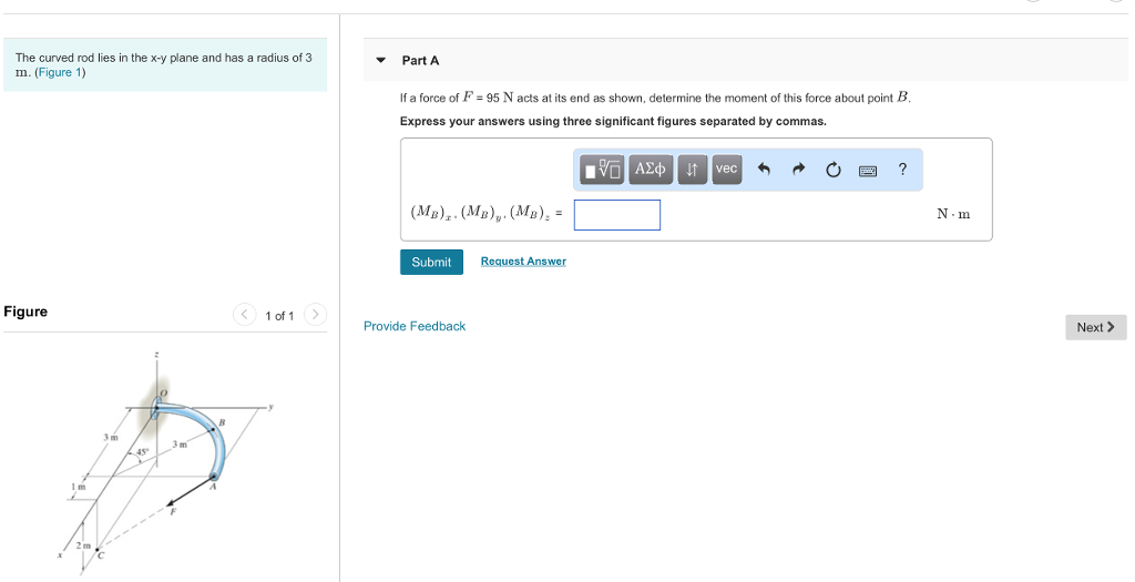 Solved The curved rod lies in the x-y plane and has a radius | Chegg.com