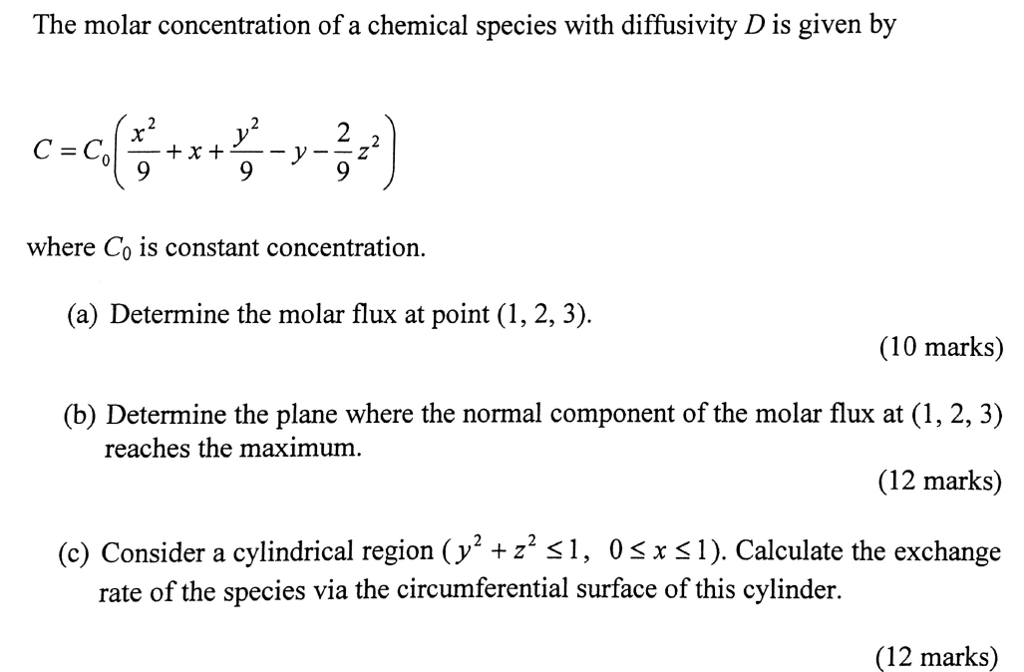 Solved The molar concentration of a chemical species with | Chegg.com