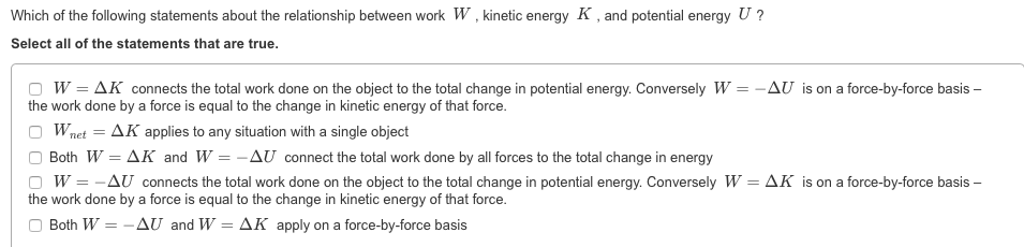 Which Of The Following Statements Is True About Potential Energy Solved Which of the following statements about the | Chegg.com