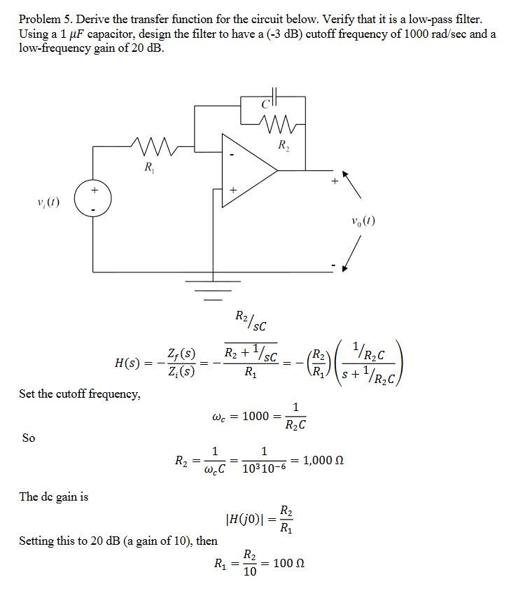 Solved Repeat problem 5 in the Notes, but design for a