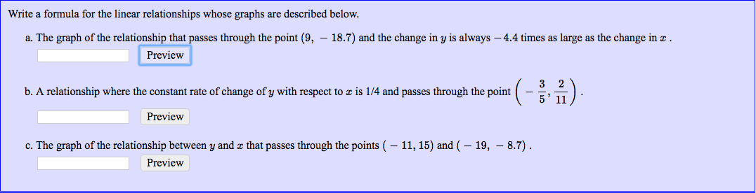 Solved Write a formula for the linear relationships whose | Chegg.com
