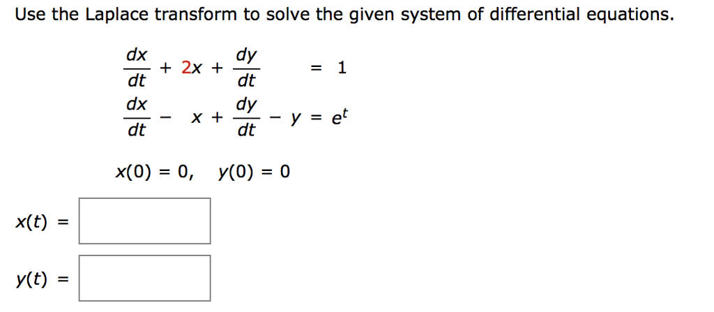 the laplace transform of the derivative dy dx is given by
