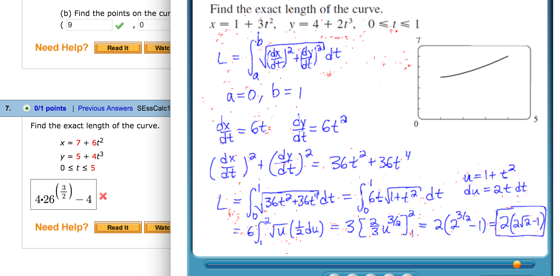 solved-find-the-exact-length-of-the-curve-x-7-6t-2-y-chegg