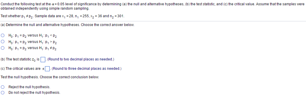 Solved Conduct the following test at the alpha = 0.05 level | Chegg.com