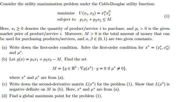 Solved Consider The Utility Maximization Problem Under The | Chegg.com