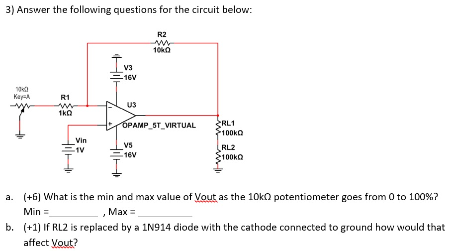 Solved a. (+6) What is the min and max value of Vout as