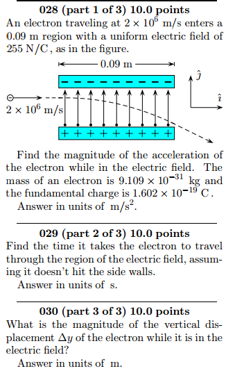 solved-an-electron-traveling-at-2-x-10-6-m-s-enters-a-0-09-chegg