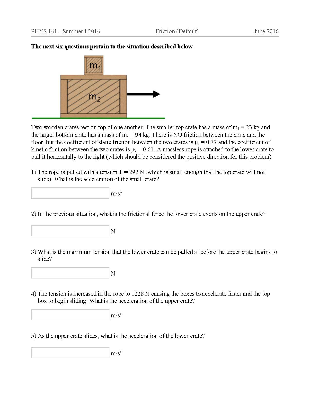 Solved Two wooden crates rest on top of one another. The