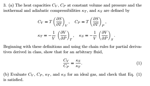 Solved The heat capacities C_V, C_P at constant volume and | Chegg.com
