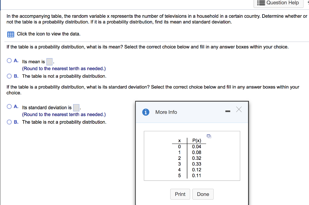 Solved EQuestion Help In the accompanying table, the random | Chegg.com