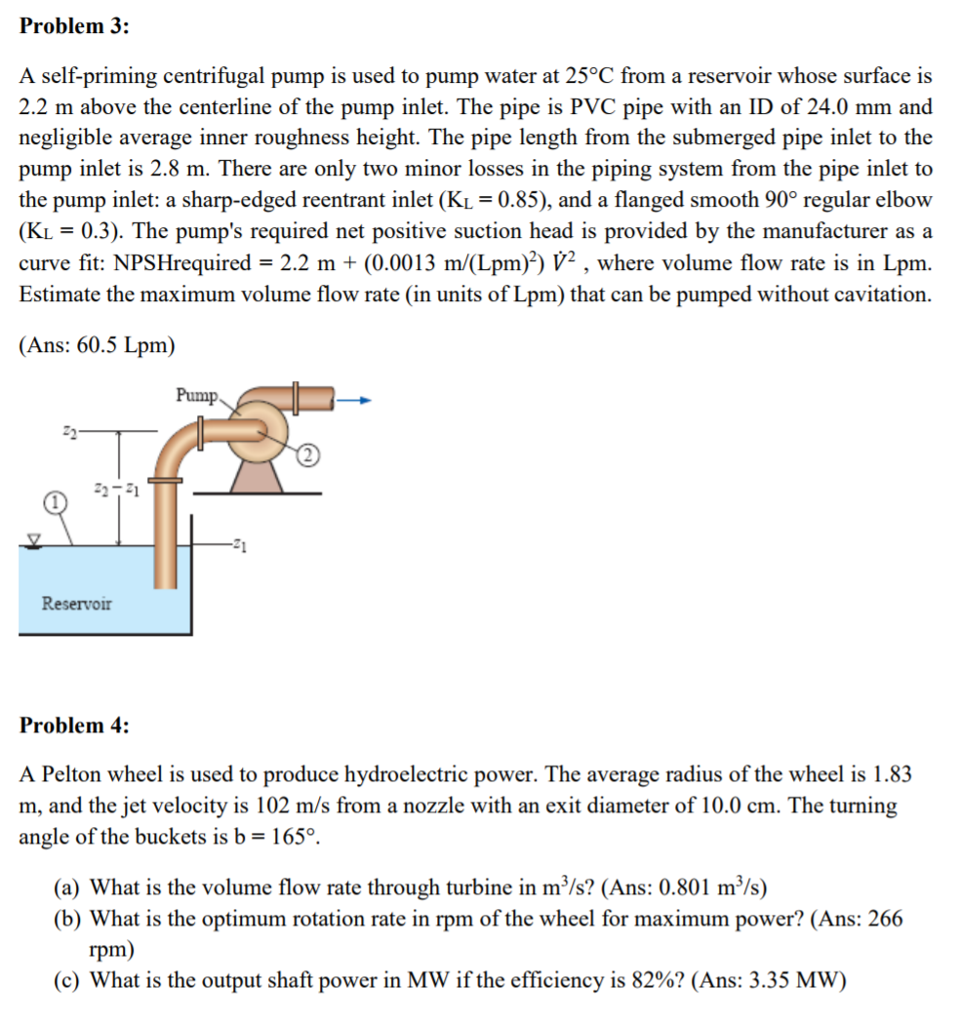 Solved Problem 3 A selfpriming centrifugal pump is used to