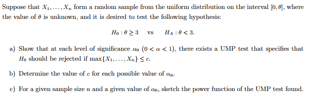 Solved Suppose that X1,?,Xn form a random sample from the | Chegg.com