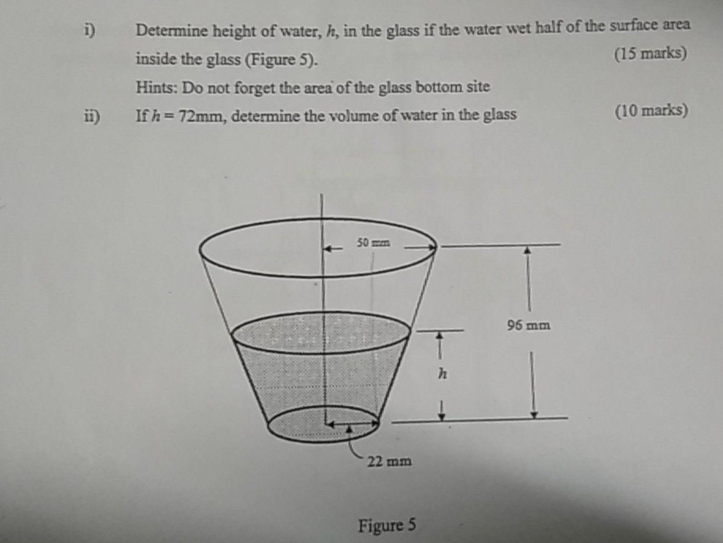 Solved Determine height of water, h, in the glass if the