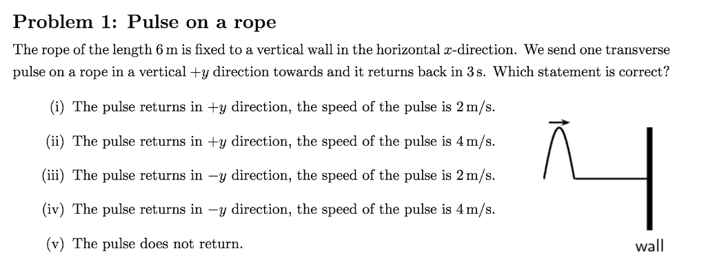 Solved Problem 1: Pulse on a rope The rope of the length 6 m | Chegg.com