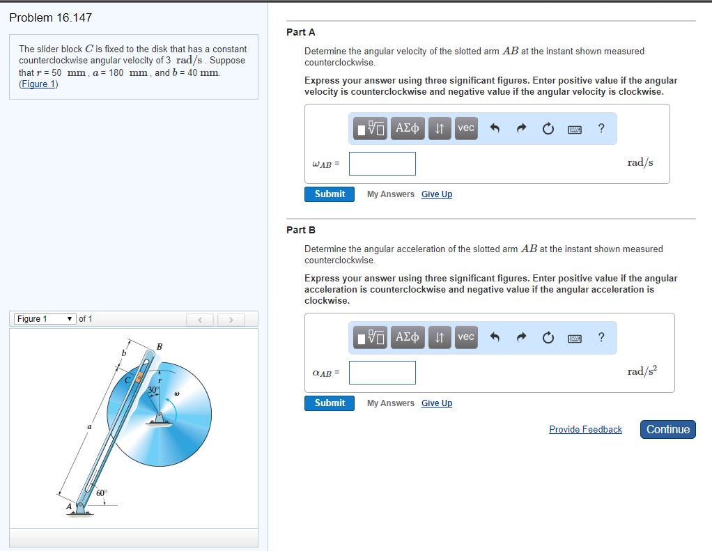 Solved The Slider Block C Is Fixed To The Disk That Has A 