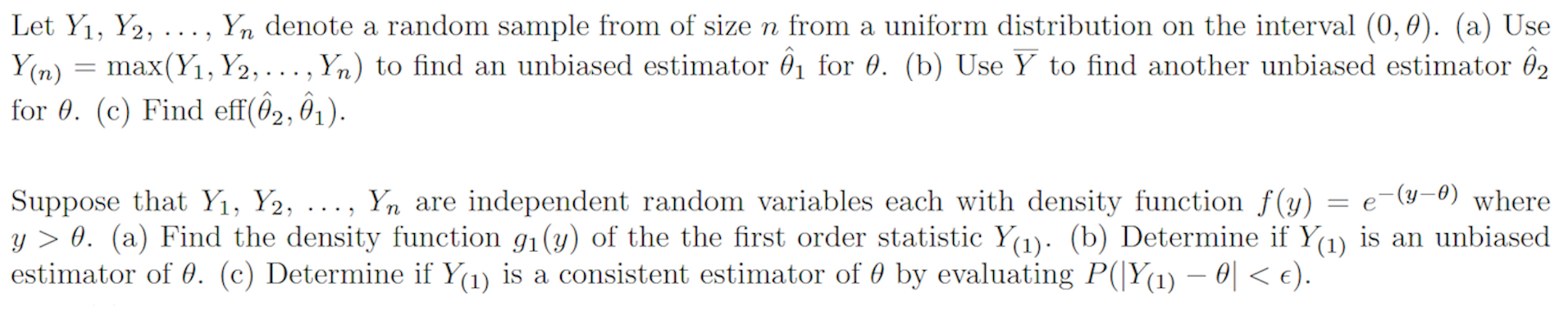 Let. Y1 , Y2 . . . ,Yn (denote a random sample from | Chegg.com