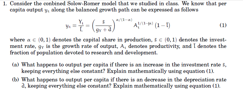 Solved Consider The Combined Solow Romer Model That We