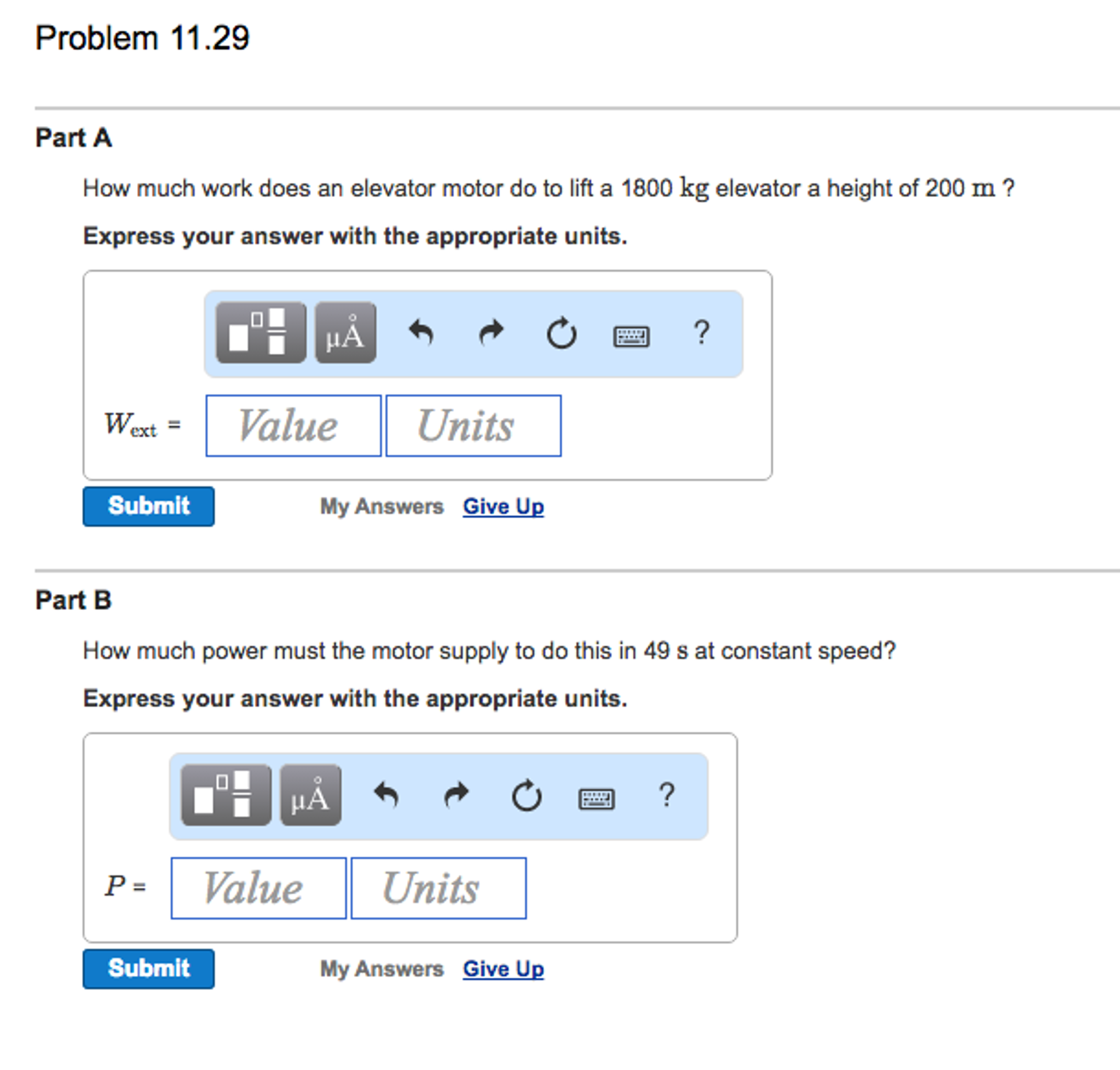 Solved How much work does an elevator motor do to lift a