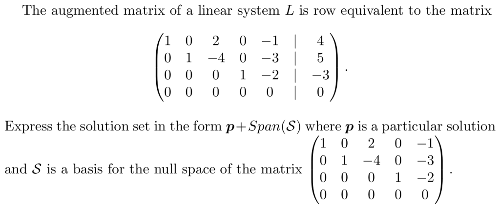 Solved The augmented matrix of a linear system L is row | Chegg.com