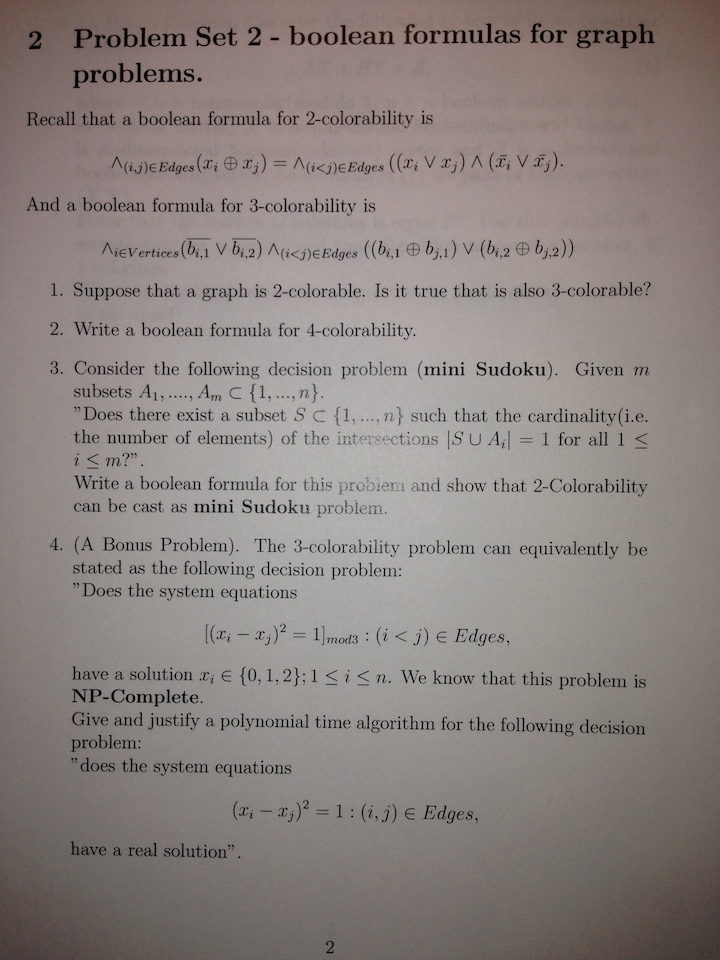 Problem Set 2 - boolean formulas for graph problems. | Chegg.com