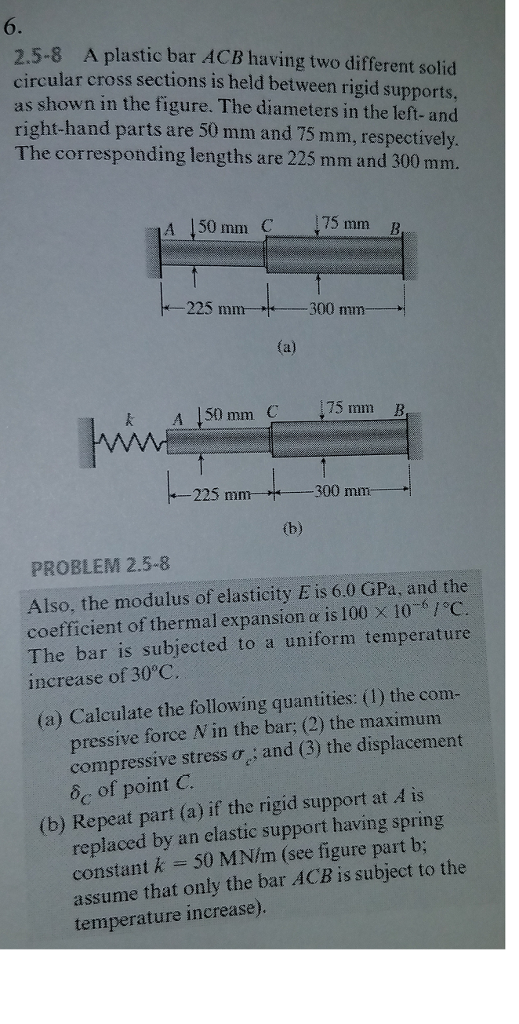 Solved 6. 2.58 A plastic bar ACB having two different solid