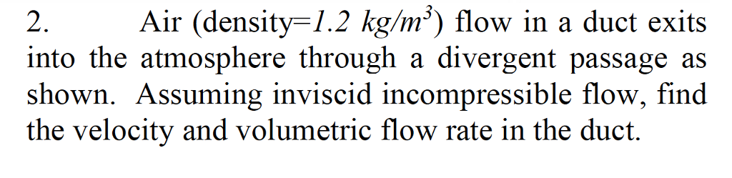 Solved Air density 1.2 kg/m3) flow in a duct exits into the | Chegg.com