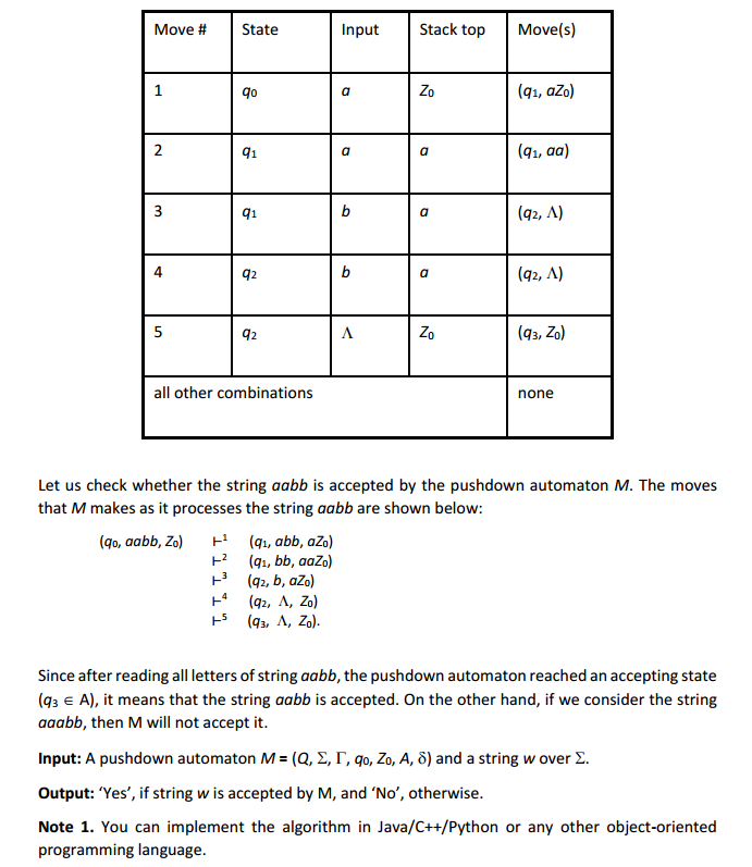 Solved A pushdown automaton is a 7-tuple M- (Q, y, T, qo, | Chegg.com