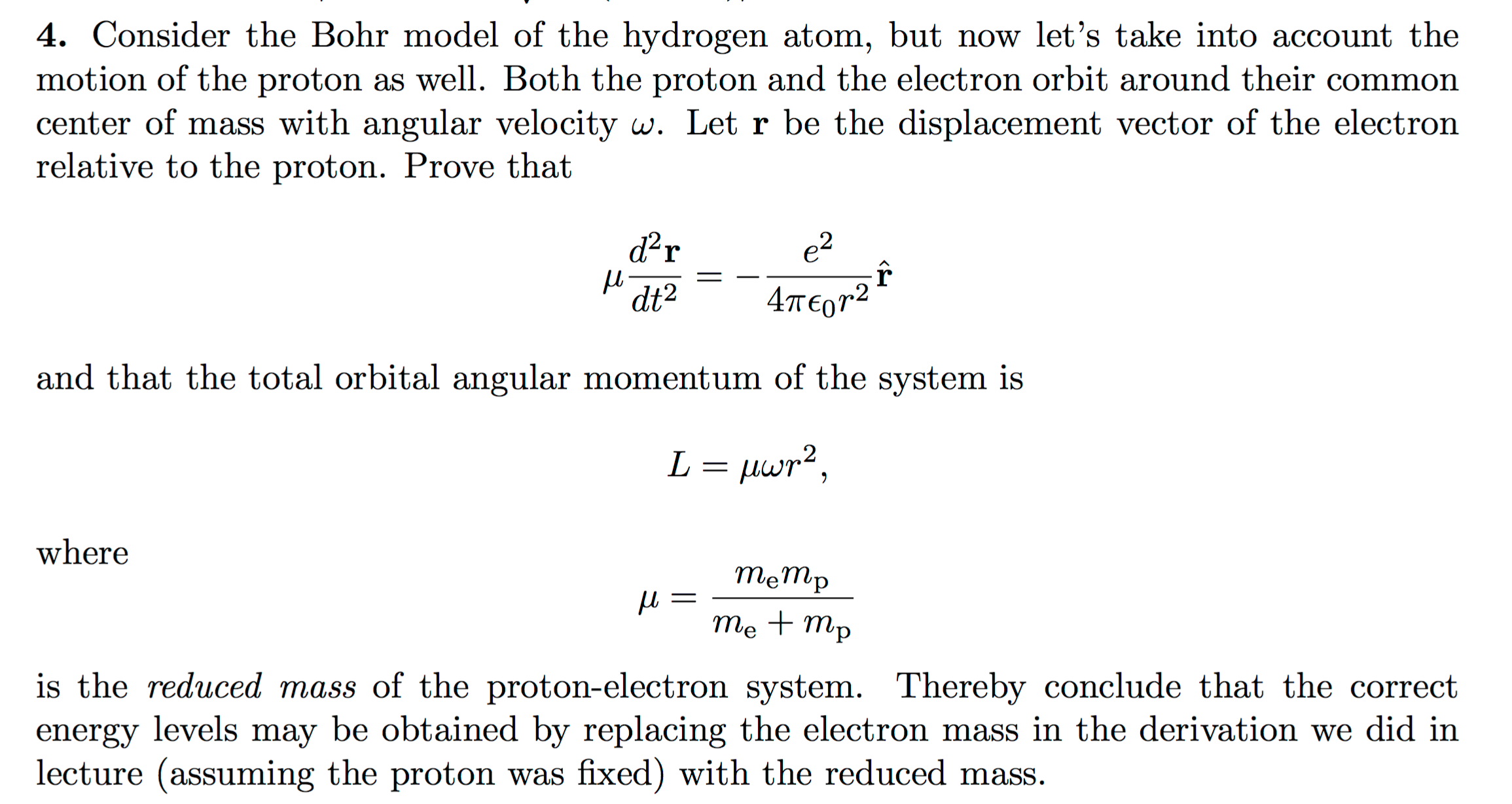 Solved Consider the Bohr model of the hydrogen atom, but now | Chegg.com