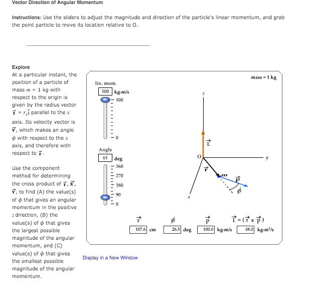Solved Vector Direction of Angular Momentum Instructions: | Chegg.com