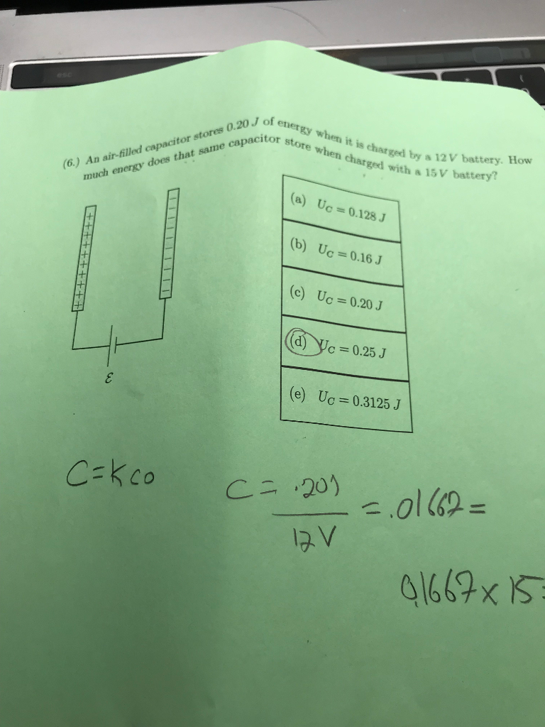 Solved J Of Energy When It Is Charged By A 12 When Charged Chegg