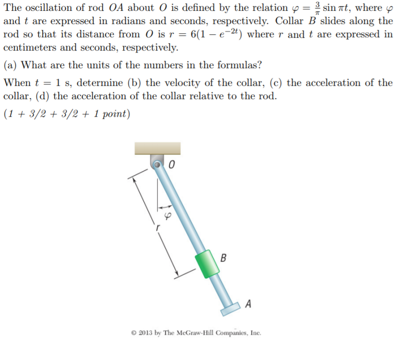 Solved The Oscillation Of Rod OA About O Is Defined By The | Chegg.com