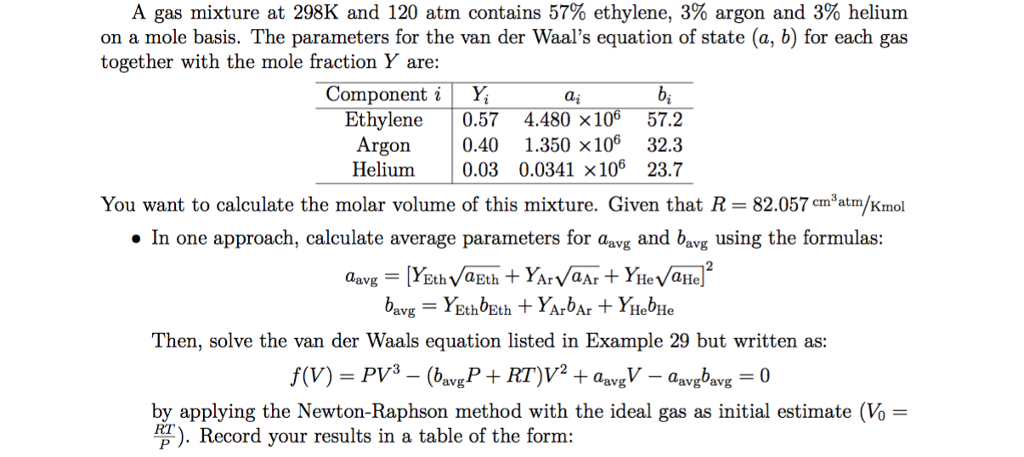 A gas mixture at 298K and 120 atm contains 57% | Chegg.com