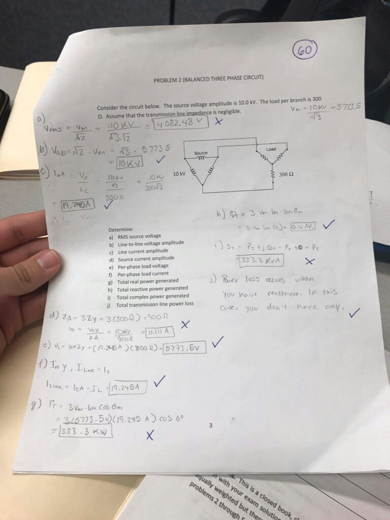 Solved PROBLEM 2 (BALANCED THREE PHASE CIRCUIT) Consider The | Chegg.com