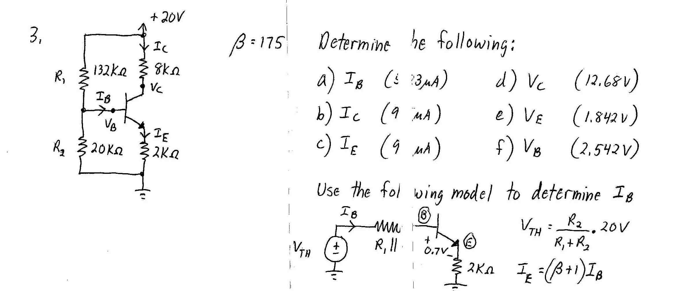 Solved Determine Ib Ic Ie Vc Ve Vb Using The Following 5077