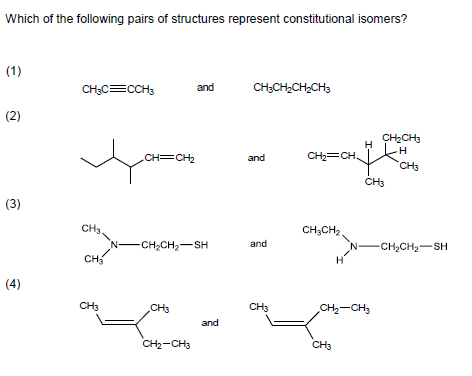 Solved Which of the following pairs of structures represent | Chegg.com