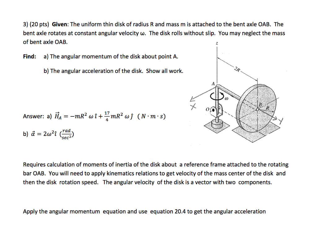 Solved Given: The uniform thin disk of radius R and mass m | Chegg.com