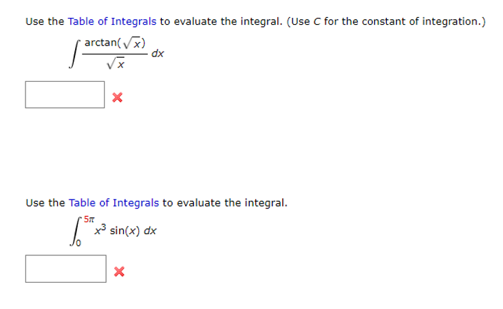 Solved Use The Table Of Integrals To Evaluate The Integral 0680