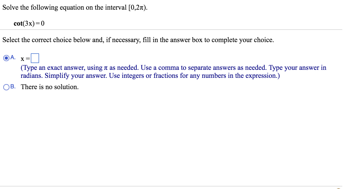 Solved Solve the following equation on the interval [0, | Chegg.com