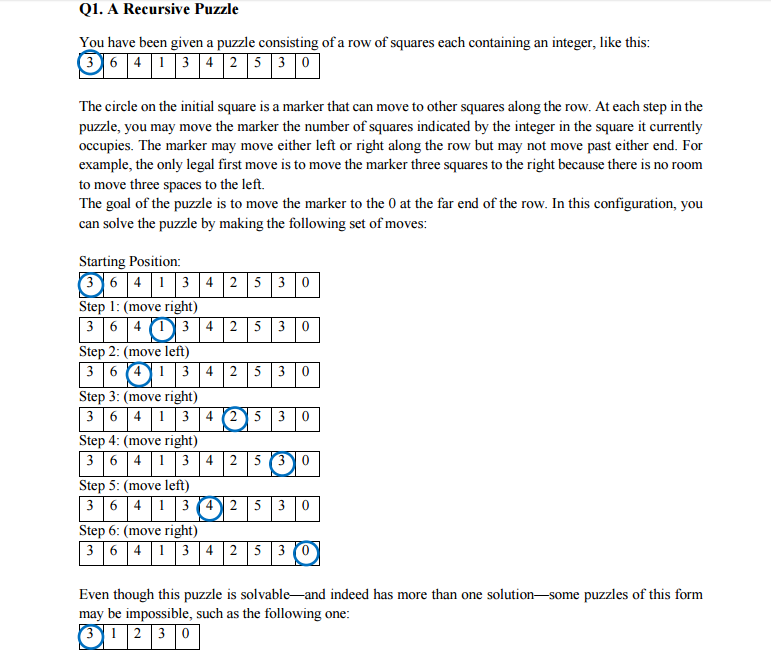 Solved Q1. A Recursive Puzzle You have been given a puzzle | Chegg.com