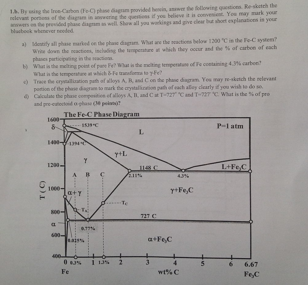 Solved By using the IronCarbon (FeC) phase diagram