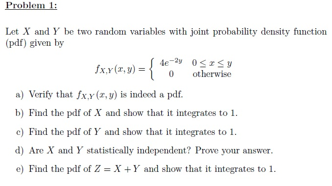 Let X and Y be two random variables with joint | Chegg.com