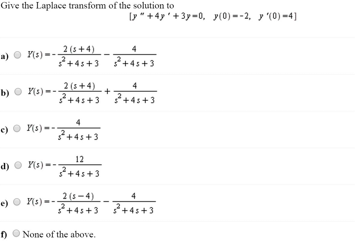 laplace transform problems and solutions