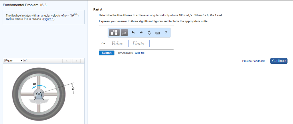 Solved Fundamental Problem 16.3 Part A The flywheel rotates | Chegg.com