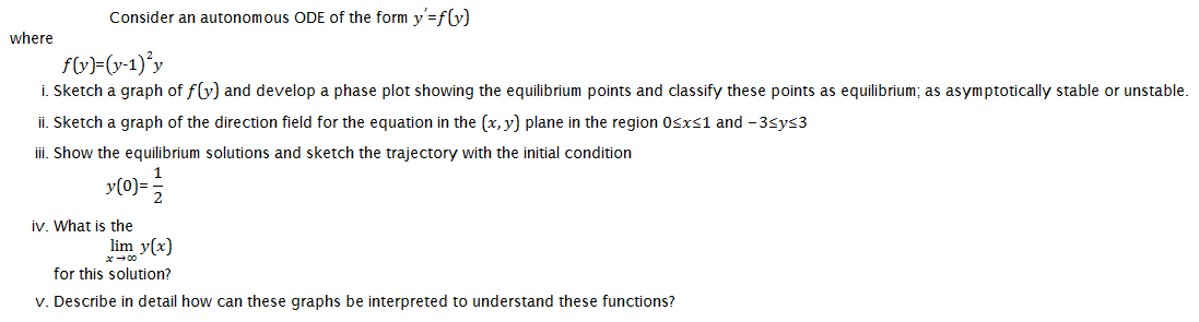 Solved Consider An Autonomous Ode Of The Form Y?=f(y) 