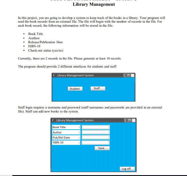 Library Management In this project, you are going to | Chegg.com